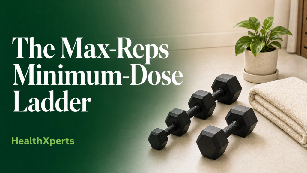 Max-reps minimum-dose ladder dumbbell training method
